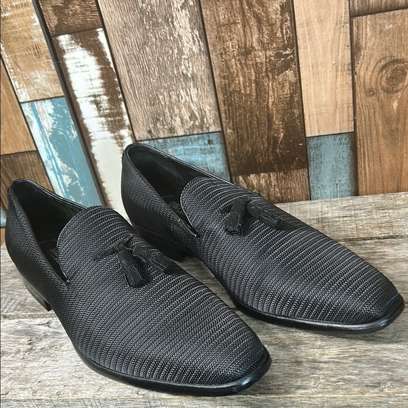 Stacy Adam’s 11.5 Black Textured Men's Loafers with tassels - Picture 1 of 16